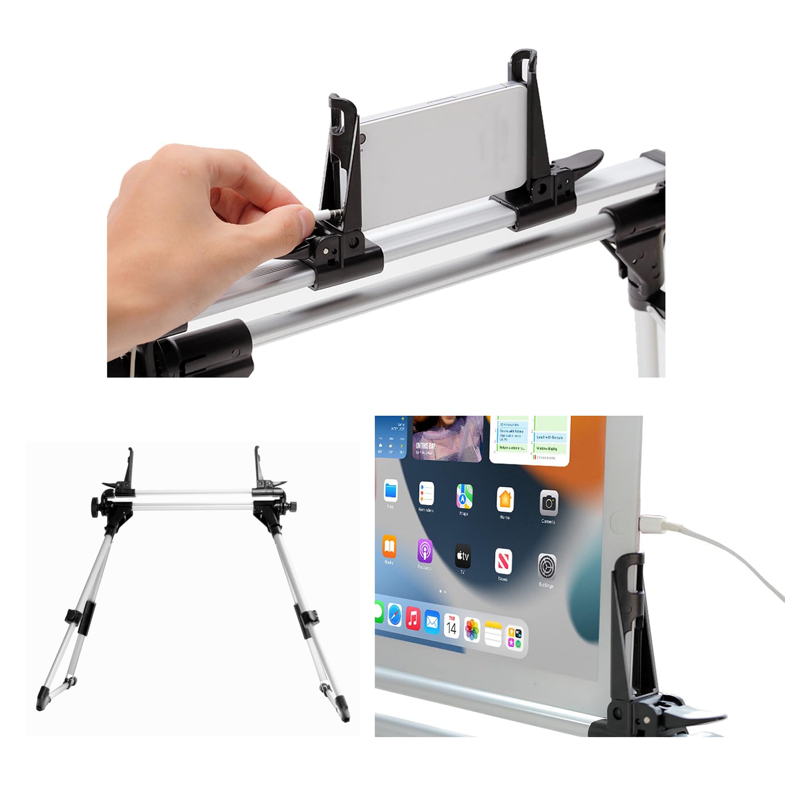 Soporte para tablet para cama, rotación de 270 grados, clip ajustable, soporte para iPad, escritorio, sofá, cama, compatible con todos los teléfonos y dispositivos de pantalla de 0 a 9.65