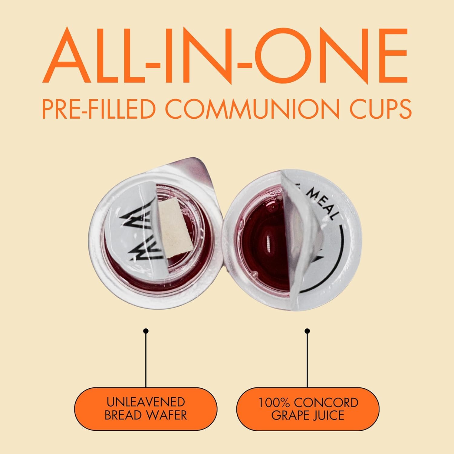 PACK IT HUB The Miracle Meal Communion Plus + Cups will simplify your communion experience: 100% Concord Grape Juice & Wafer - Box of 100 - Premium Quality - Made in the USA