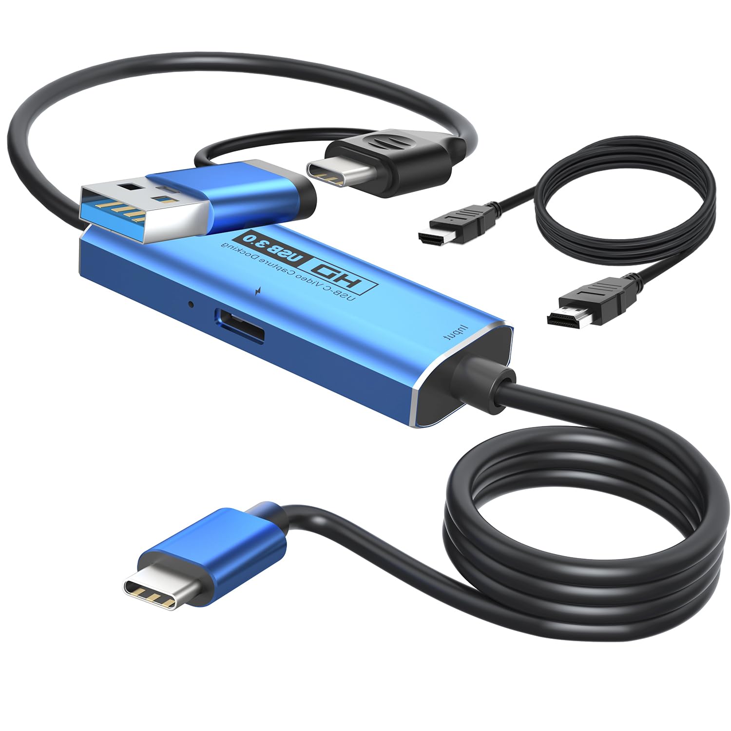 YCE 2 Meter USB3.0 captura de vídeo de captura 4K HMDI a USB3.0 A/Tipo C Adaptador con 100W PD Video Game Capture para la edición de vídeo/juegos/streaming/enseñanza en línea