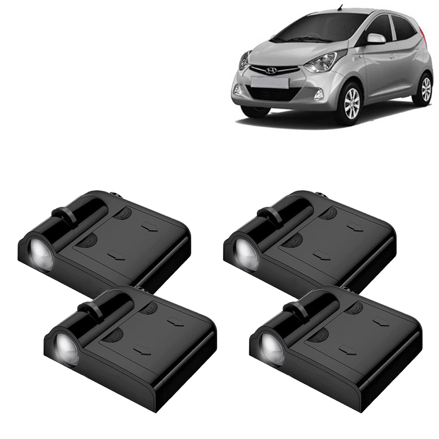 Kingsway® Hyundai Shadow Light Compatible with Eon (Year 2011 to 2019), IR LED Projector Ghost Lamp Ambient Light, Car Accessories, 3D Logo of Car Brand Projected on the Ground, Pack of 4 Pcs