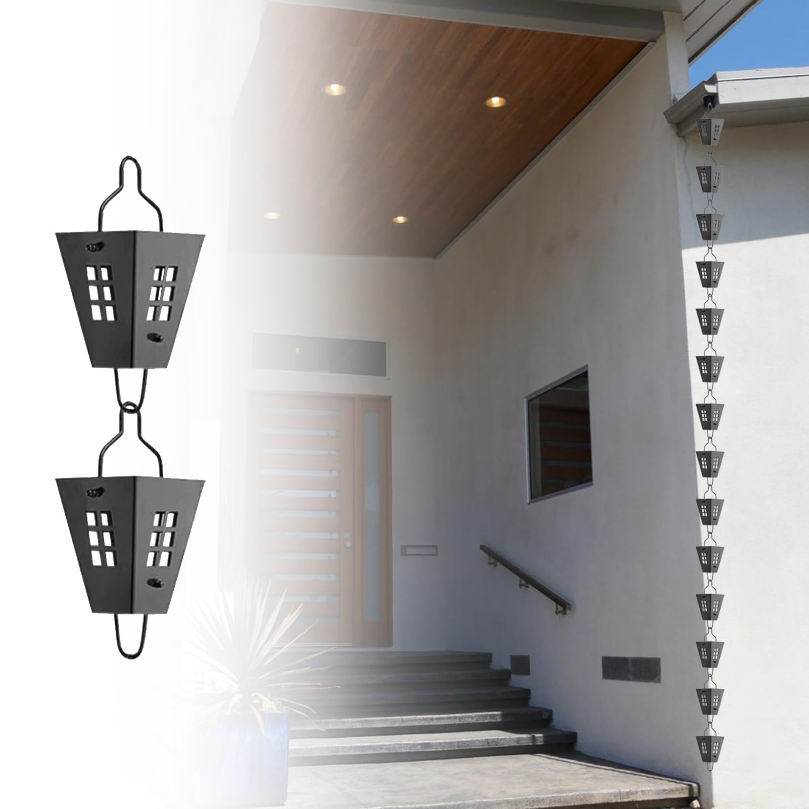 Rainwater Downspout Replacement for Gutters Hanging Rain Chain for Efficient Water Drainage in Patio Villa Gazebo