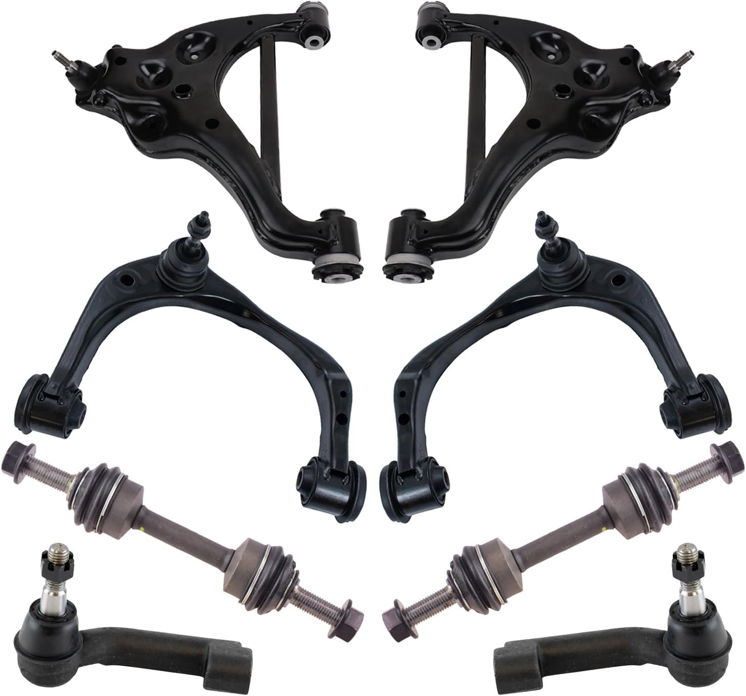 TRQ Front Steering & Suspension Kit Control Arm with Ball Joint Sway Bar Stabilizer Link Tie Rod Compatible with 2021 Ford Expedition 2015-2020 F-150 Lincoln Navigator