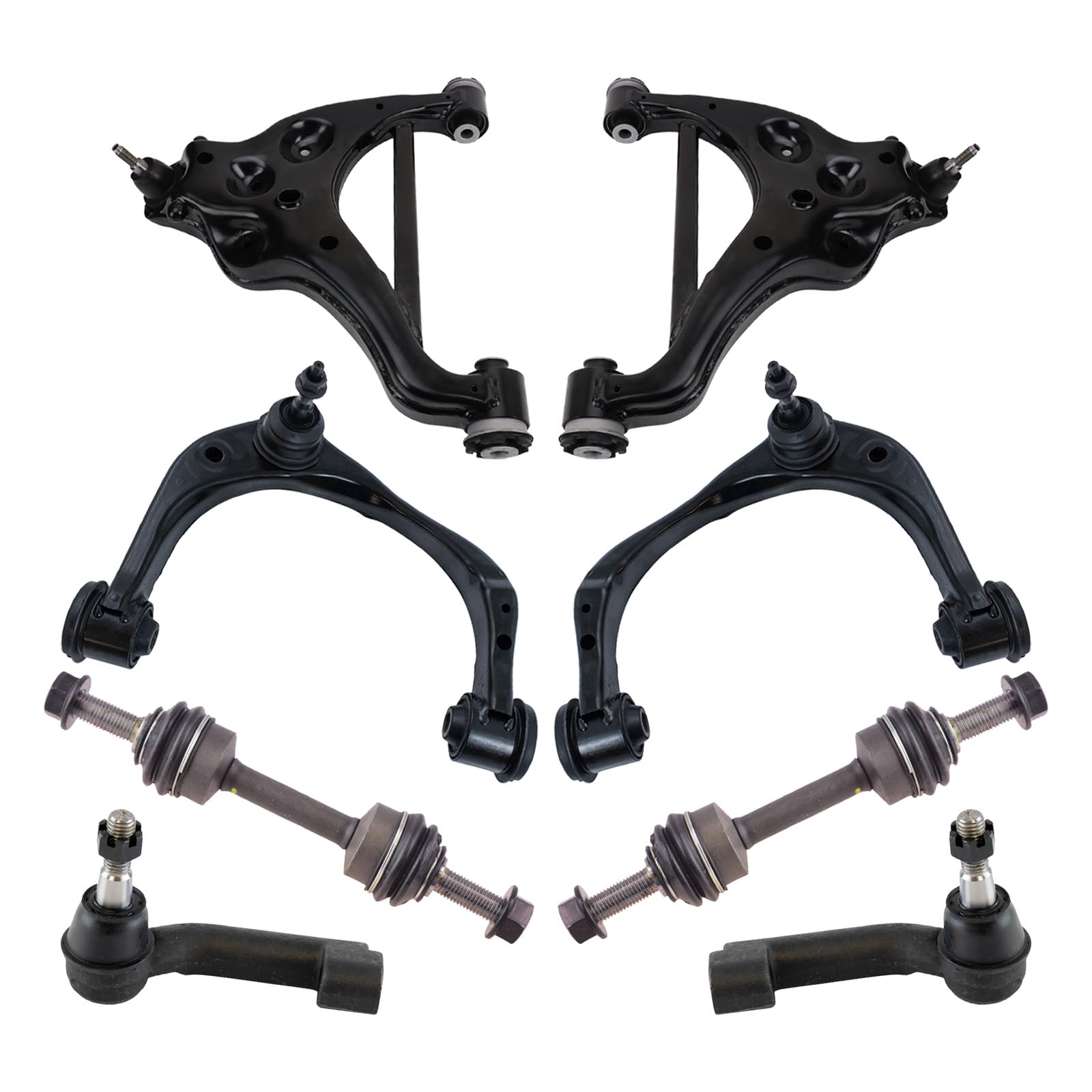 TRQ Front Steering & Suspension Kit Control Arm with Ball Joint Sway Bar Stabilizer Link Tie Rod Compatible with 2021 Ford Expedition 2015-2020 F-150 Lincoln Navigator