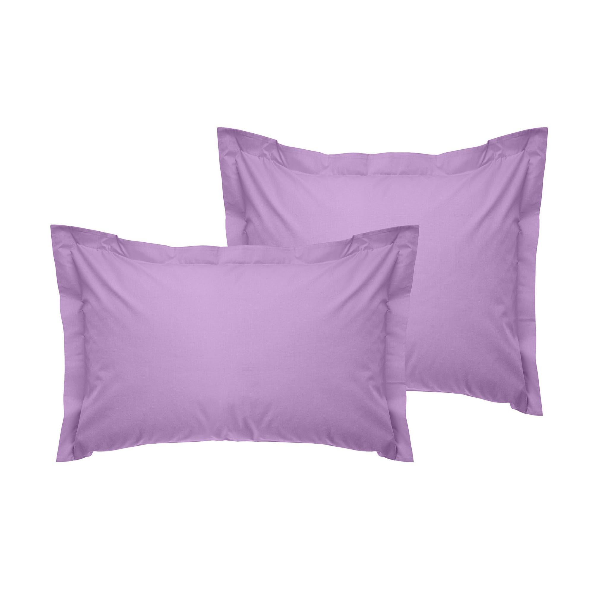 Luxurious Oxford Pillowcase Set (2 Pieces), Lilac, 80 x 80 + 5 cm, 100% Cotton Ranforce, 155 Thread Count | Envelope Closure, Machine Washable at 30°C