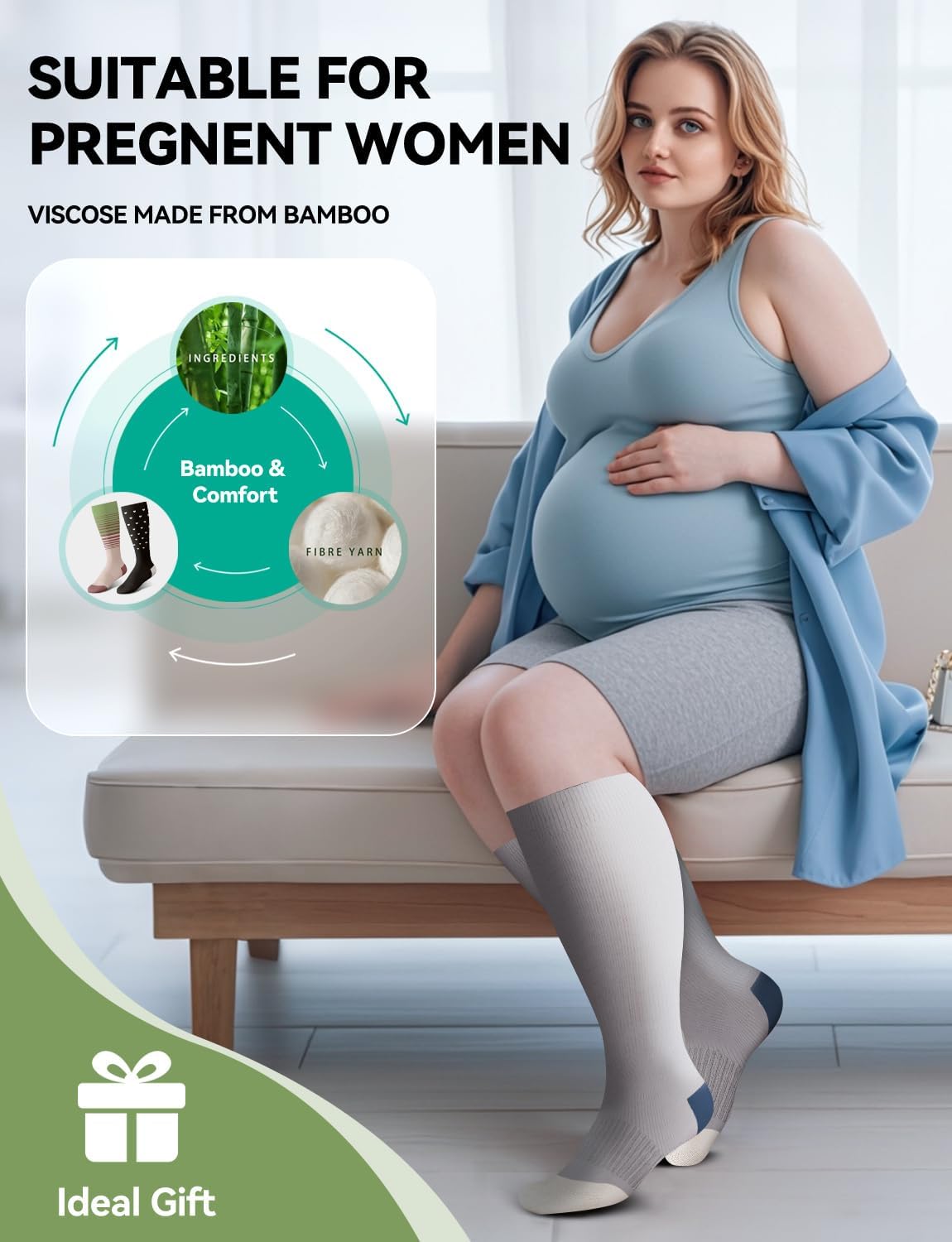 Plus Size Compression Socks for Women & Men Wide Calf, 20-30mmhg Knee High Stockings for Pregnancy, Nurse, Travel