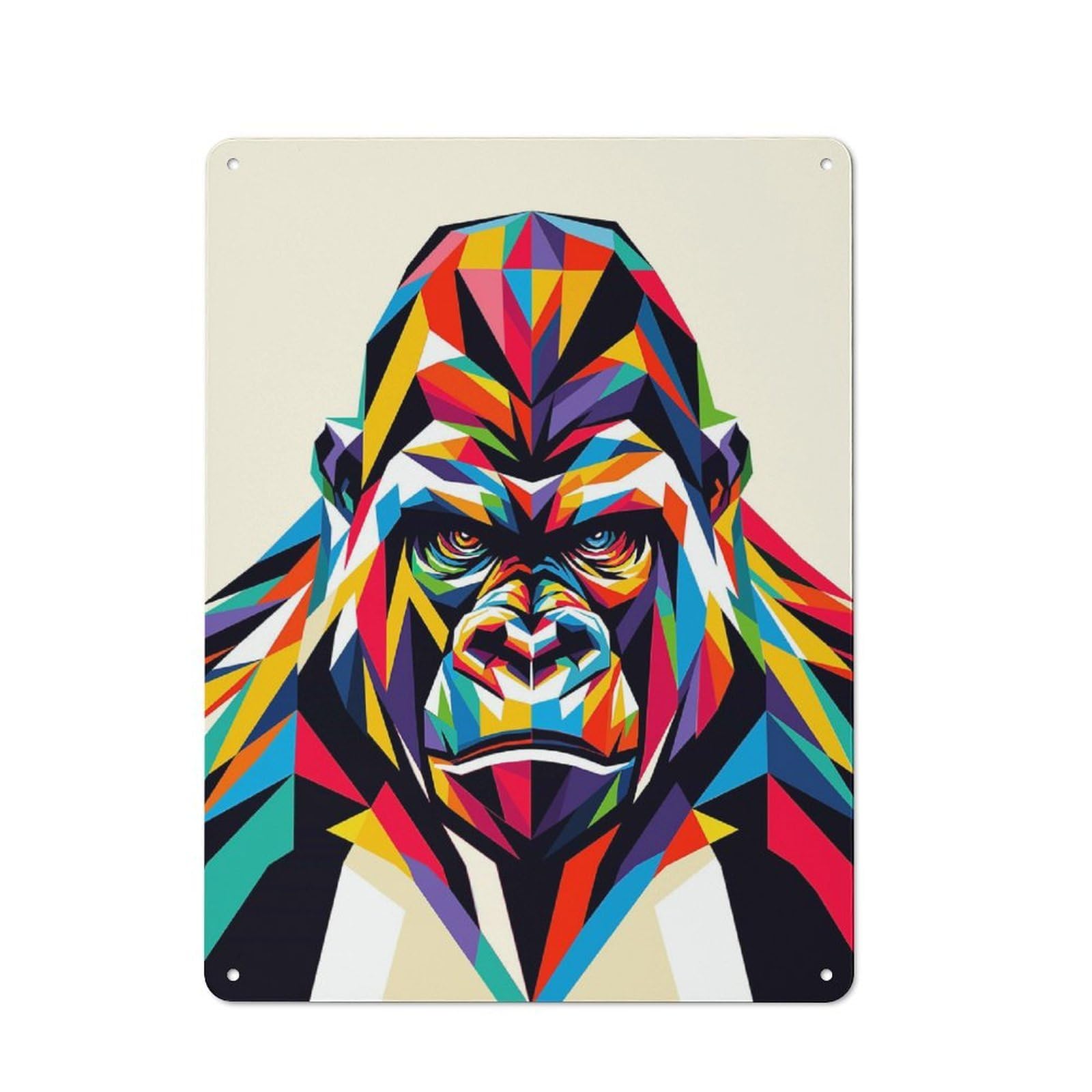 Junmoney Gorilla Wpap Pop Art Retro Tin Wall Plaque 40X30cm For Home Office Or Studio, Wall Decoration For Home Offices And Studios