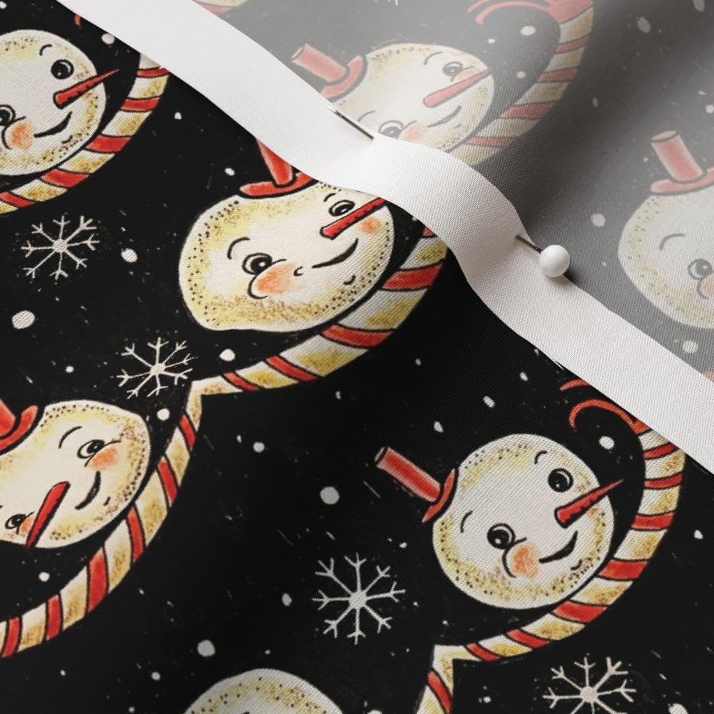 Spoonflower Fabric - Snowmen Snowman Snowflake Christmas Holiday Vintage Style Whimsical Printed on Cotton Poplin Fabric by The Yard - Sewing Shirting Quilting Dresses Apparel Crafts