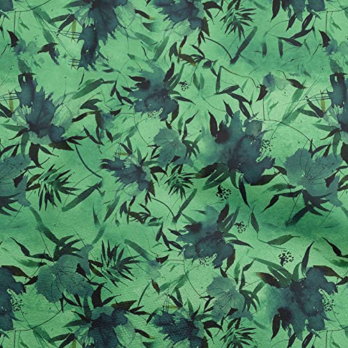 oneOone Viscose Jersey Green Fabric Abstract Floral Sewing Craft Projects Fabric Prints By Yard 60 Inch Wide-1ra