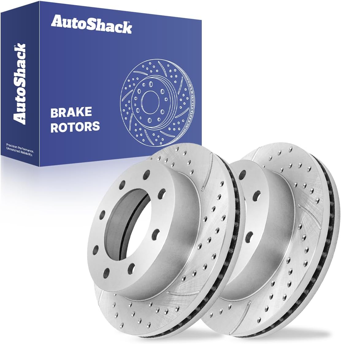 AutoShack Rear Vented Drilled & Slotted E-Coated Brake Rotors 2-PC Set Replacement for 2003-2017 Chevrolet Express 3500 2003-2017 Chevrolet Express 2500 ShadowGuard 12.99" (330 mm)