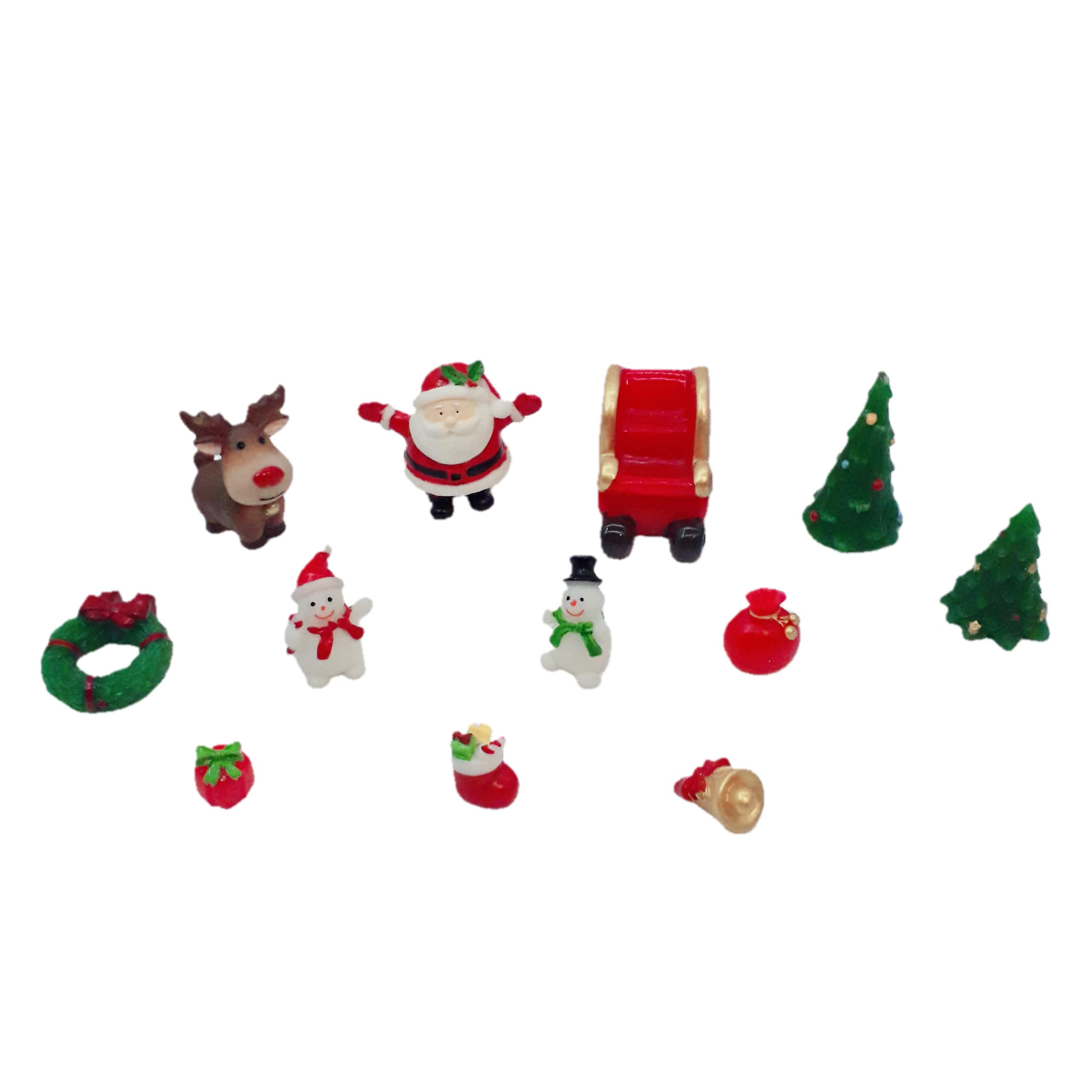 NUTFORD Christmas Miniature Ornament, 12pcs Christmas Figurines Santa Claus Christmas Trees Snowmen Reindeer Sleigh Miniature Garden