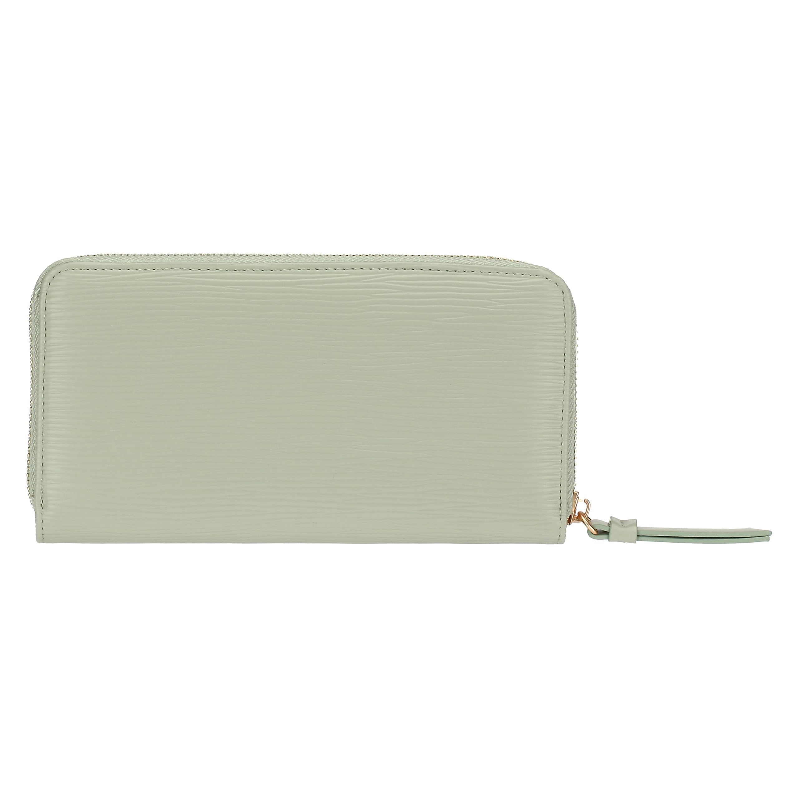 THUN - Portafoglio con chiusura zip, verde - ecopelle - Collezione Sempre con me - 20 x 3 x 10.5 cm