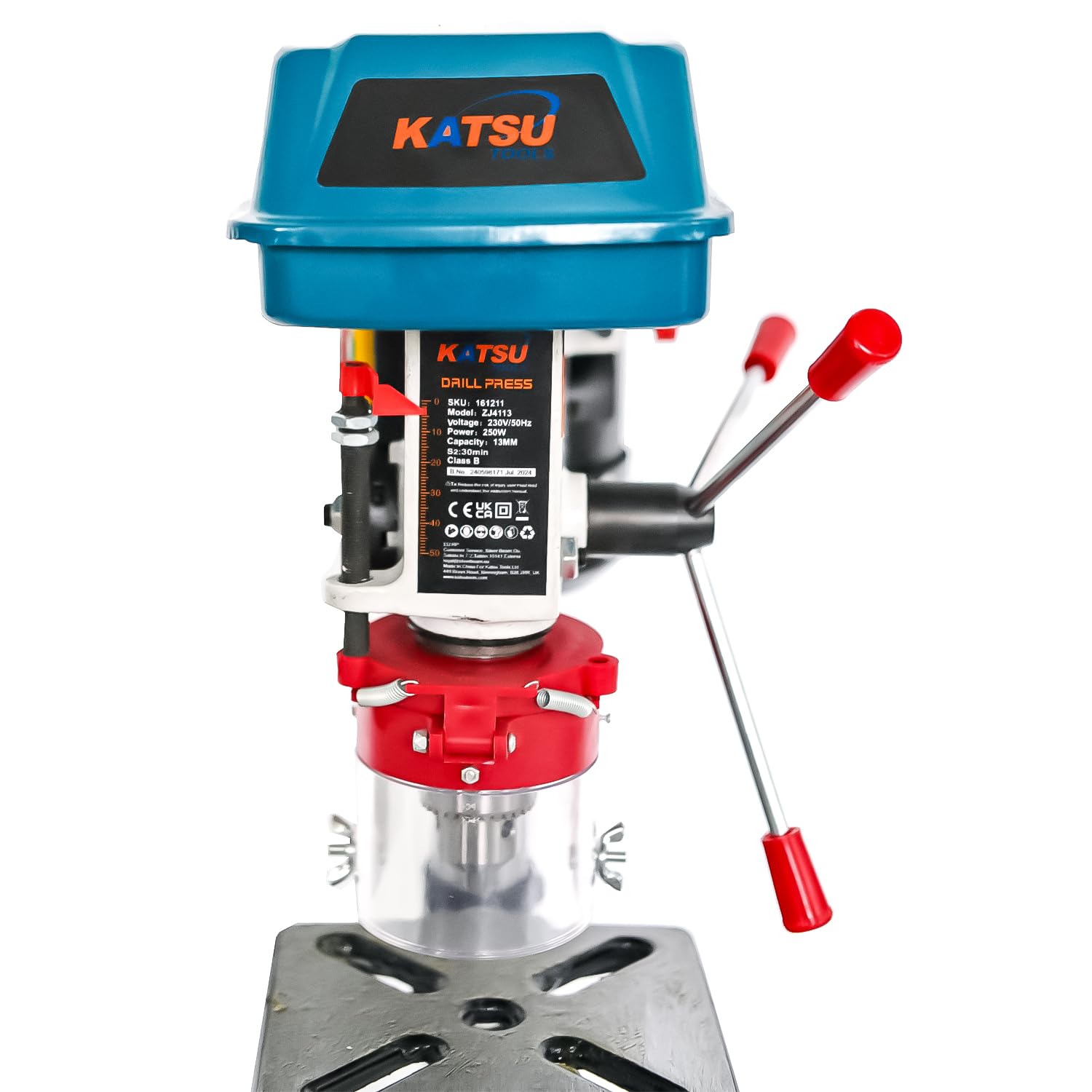 KATSU Tools Taladro de columna de banco 250 W + mandril 13 mm + interruptor electrónico de 5 vel. + profundidad de perforación 50 mm + 2620 rpm