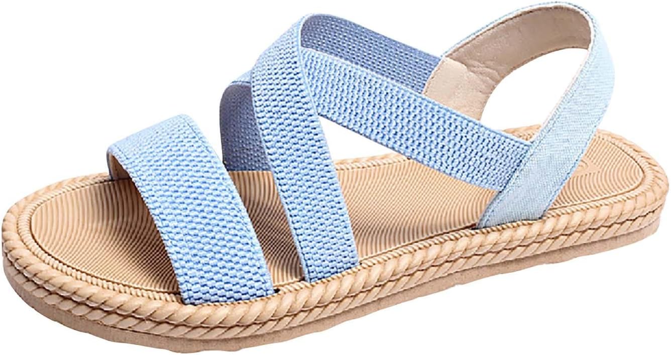 Women’s Beach Flat Sandals Dressy Summer Bohemian Vintage Slip-on Walking Sandal Open Toe Shoes with Back Strap