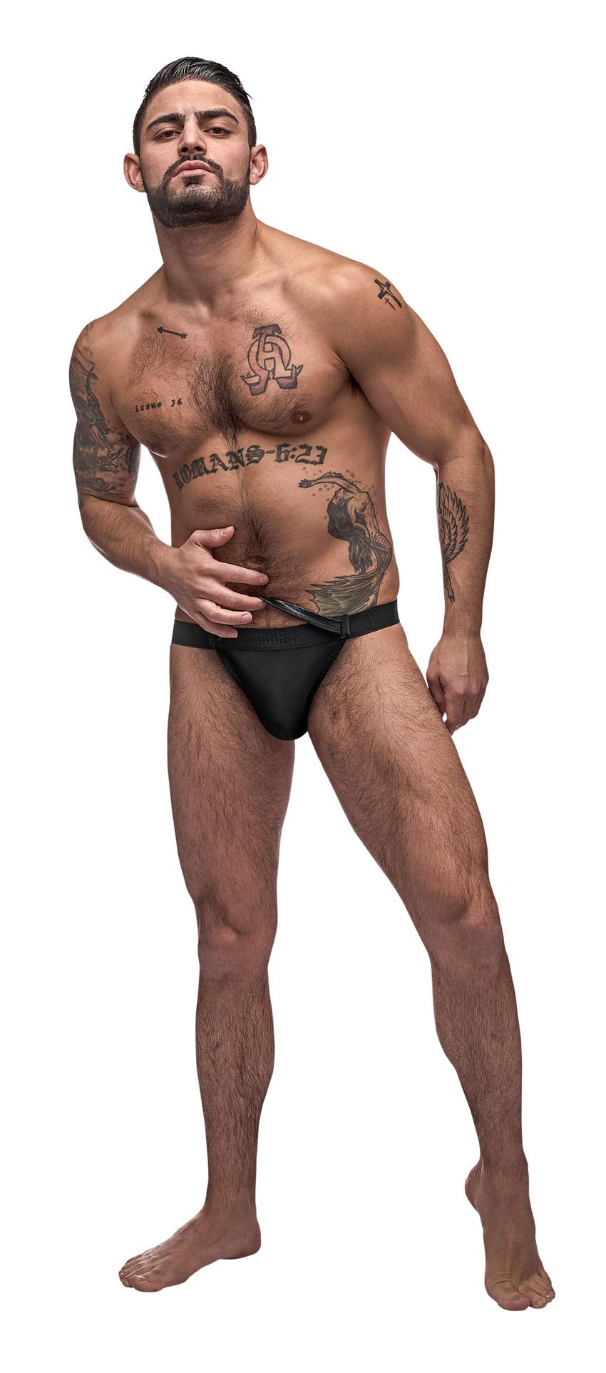 Tanga de arrancar masculino negro de talla única Male Power 495258BKMD textil 4