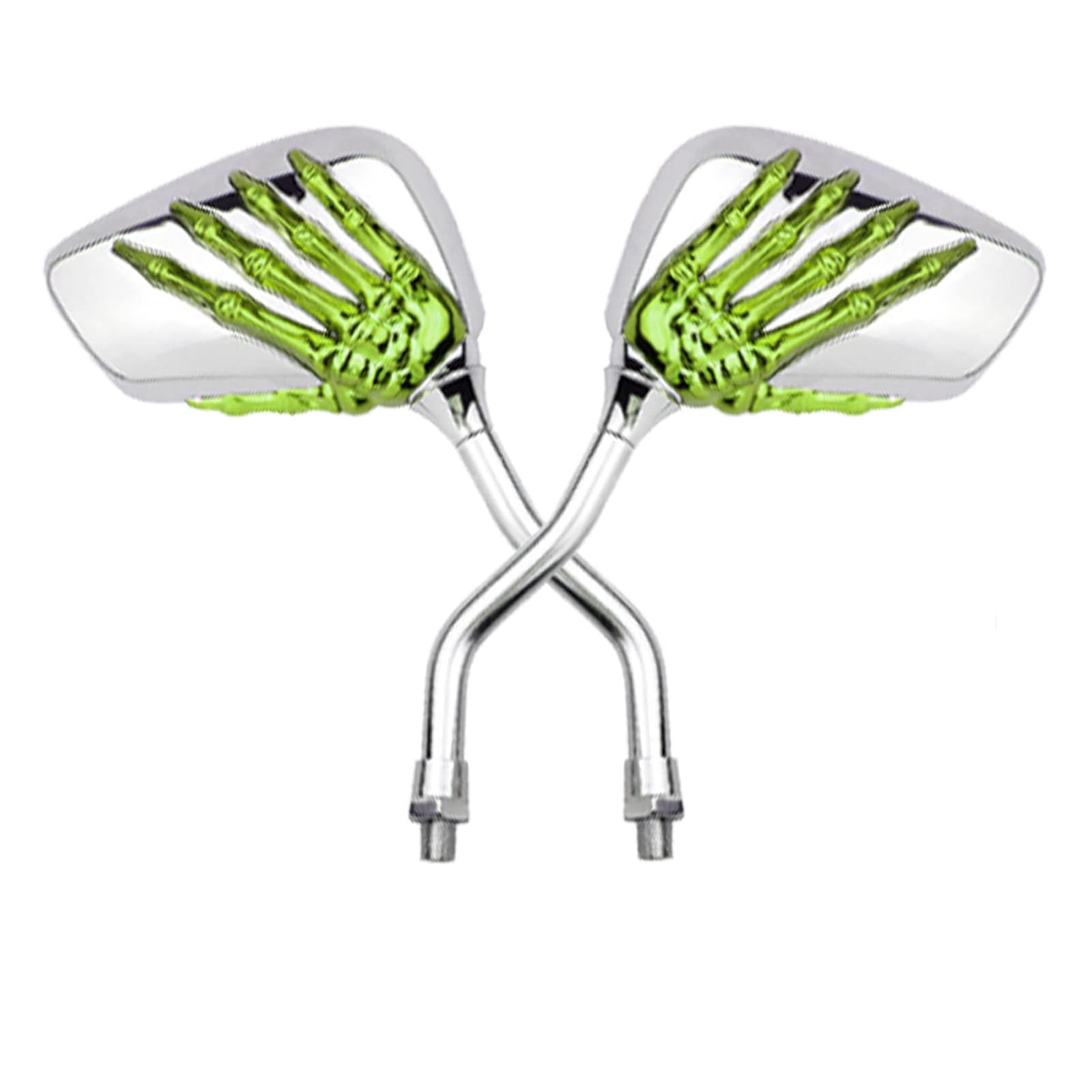 Pairs of Distinctive Skull Skeleton Hand 8mm 10mm Rearview Side Mirror for Motorcycle Scooter Moped Bike Standard Bike (Green)