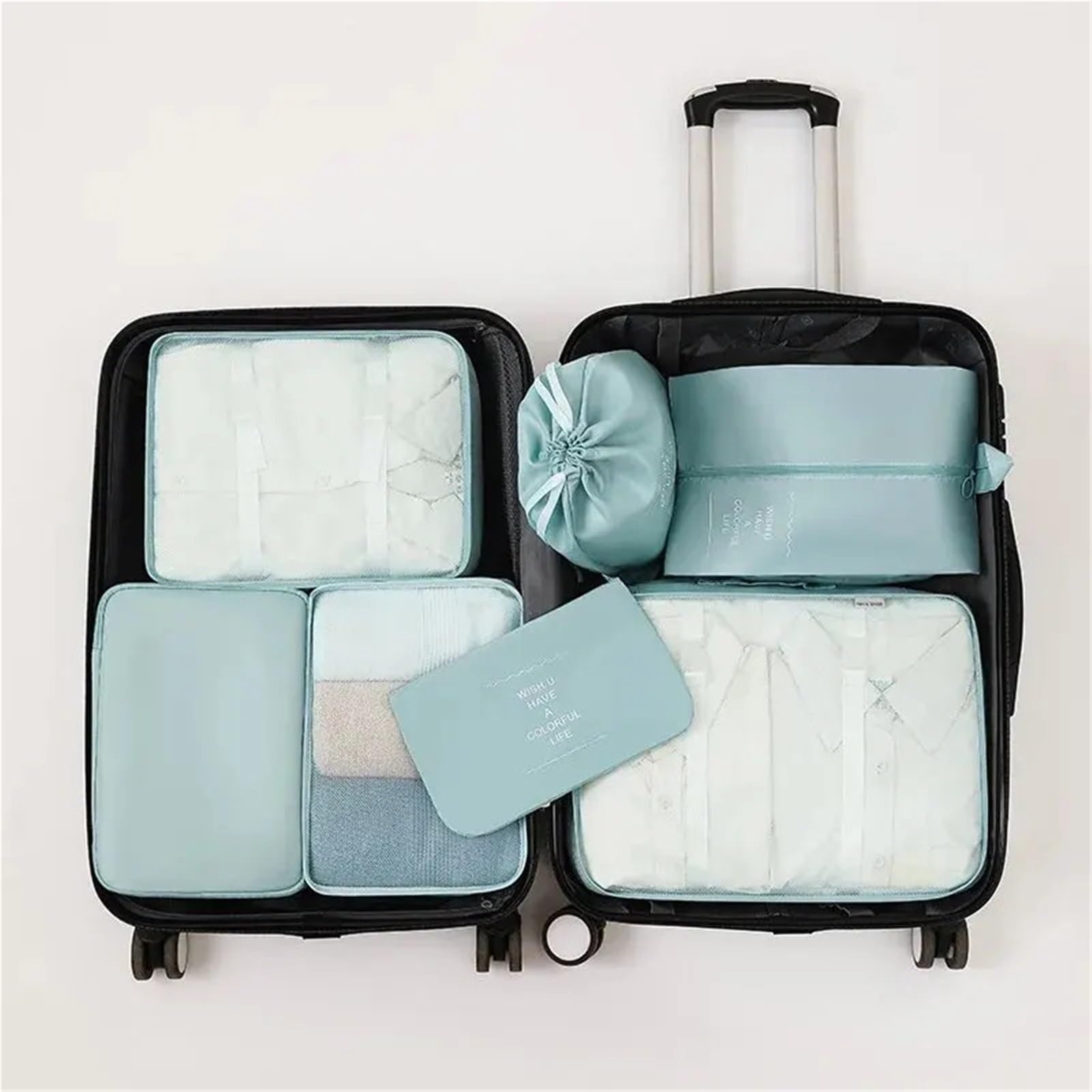 Set di contenitori da collezione, for smistare e organizzare vestiti, set di sette pezzi for riporre i bagagli da viaggio portatili Per Risparmiare Spazio Nella Valigia(Grey)