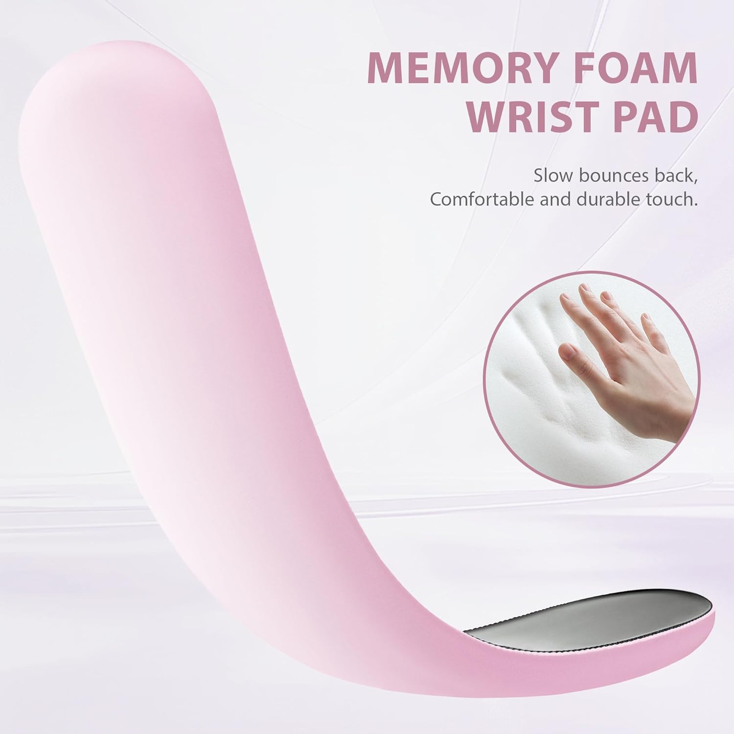 Ospelelf Wrist Rest for Keyboard and Mouse Ergonomic Mouse Pad with Wrist Support Memory Foam Wrist Rest for Computer Keyboard,3-in-1 Gel Mouse and Keyboard Pad for Office Pink - Image 5