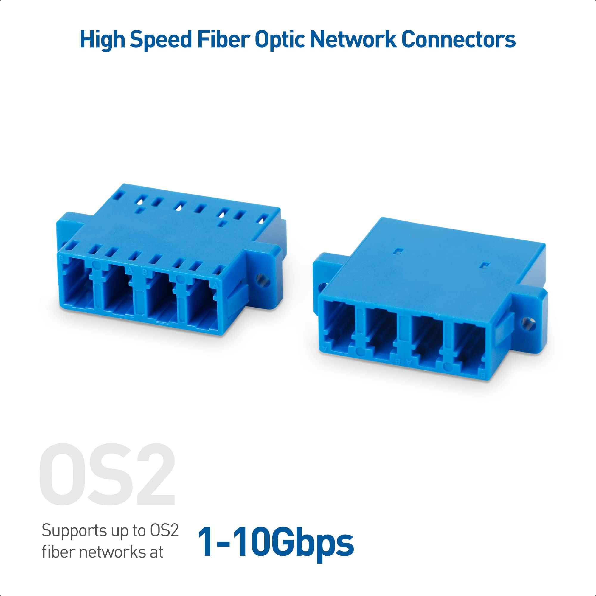 Cable Matters Lot de 6 adaptateurs fibre optique LC vers LC UPC Quad OS2, coupleur de fibre optique OS2 LC