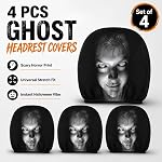 4PCS Couverture tête amusante pour voiture, mignon yeux de dessin animé Couvertures tête de voiture, protection tête siège de voiture pour siège avant automatique Décoration de Noël (D)