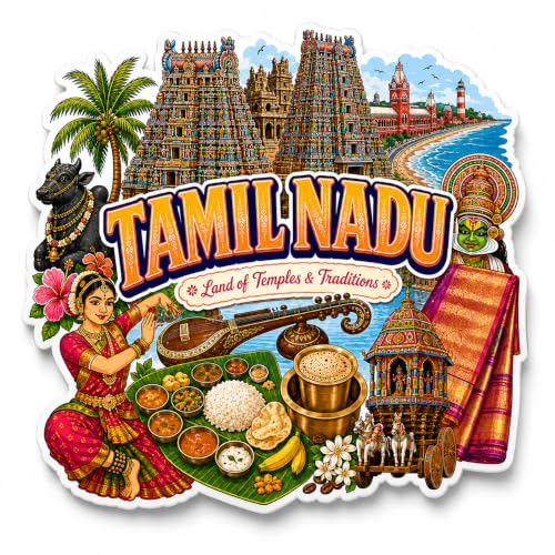 Image of Zesta Wooden Fridge Magnets Set | Refrigerator Decor Magnets for Kitchen | India Souvenir Fridge Magnet Collection | Wooden Magnet for Fridge Door Decoration (Tamil Nadu)