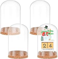 PandaHall 4-Pack Glass Cloche Dome Bell Jars with Cork Base - 3.15x4.72in Clear Display Cases for Flowers, Crafts & Home Decor