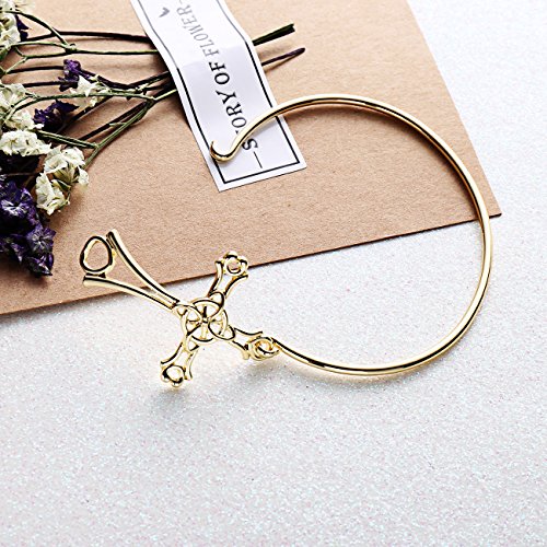 Image of 10K Gold Rose Gold Silver Plated Sideways Cross Wrap Buckle Bangle Bracelet