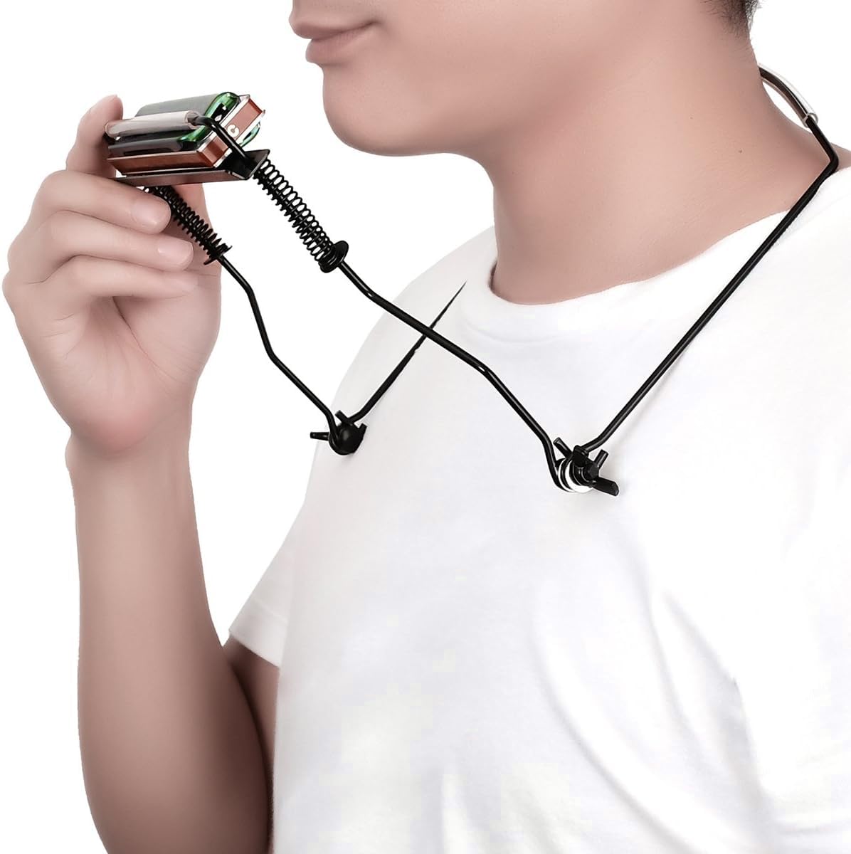 Mozart 10 Hole Harmonica Mouth Organ Harp Holder Black | Adjustable Neck Holder Stand for 10 Hole Mouth Harp | Hands Free Playing for Guitarists and Musicians - Image 8 thumbnail