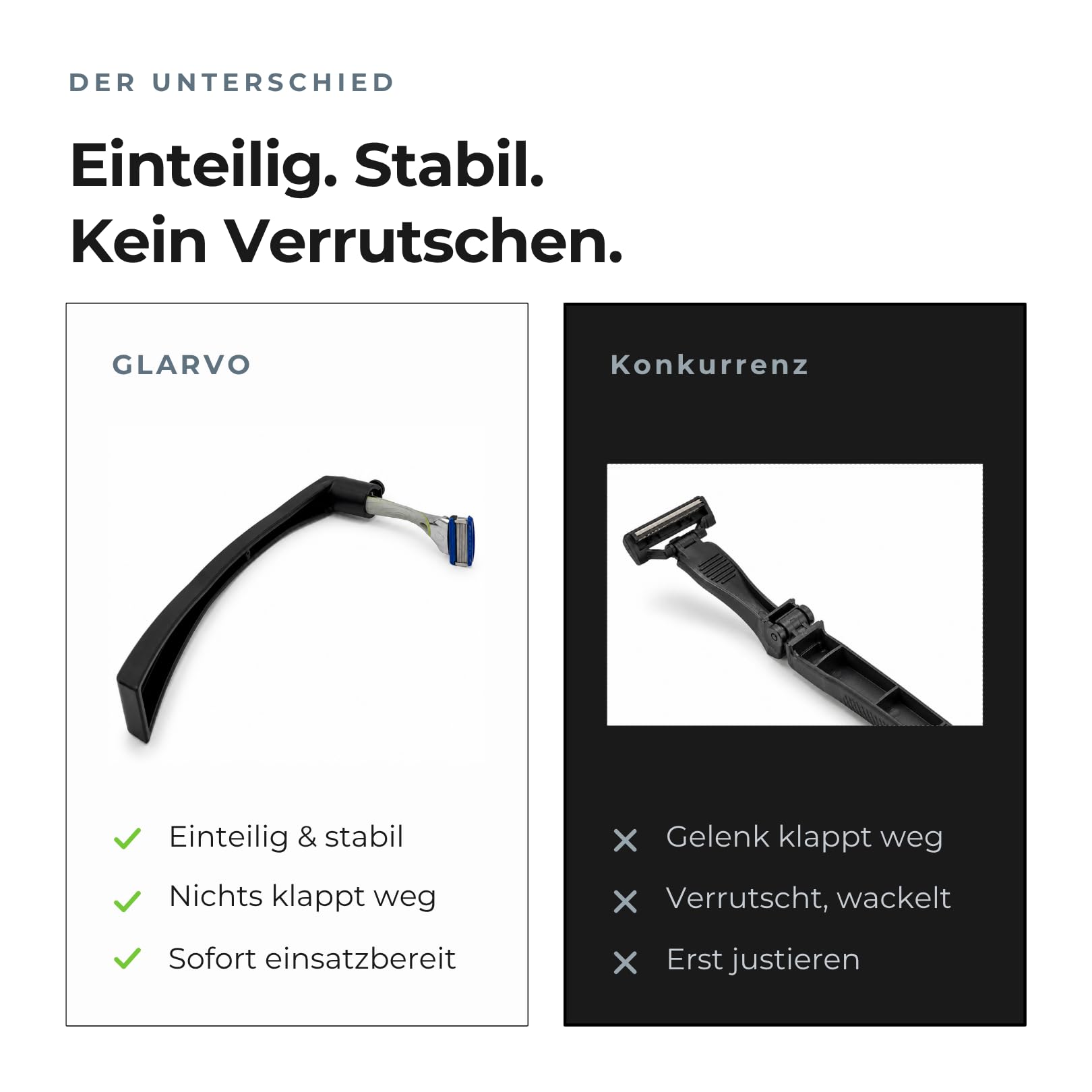 Rückenrasierer Herren – Rasierer-Verlängerung 30 cm für gängige Nassrasierer | Ergonomischer Griff zum Rücken selbst rasieren | Designed in Germany