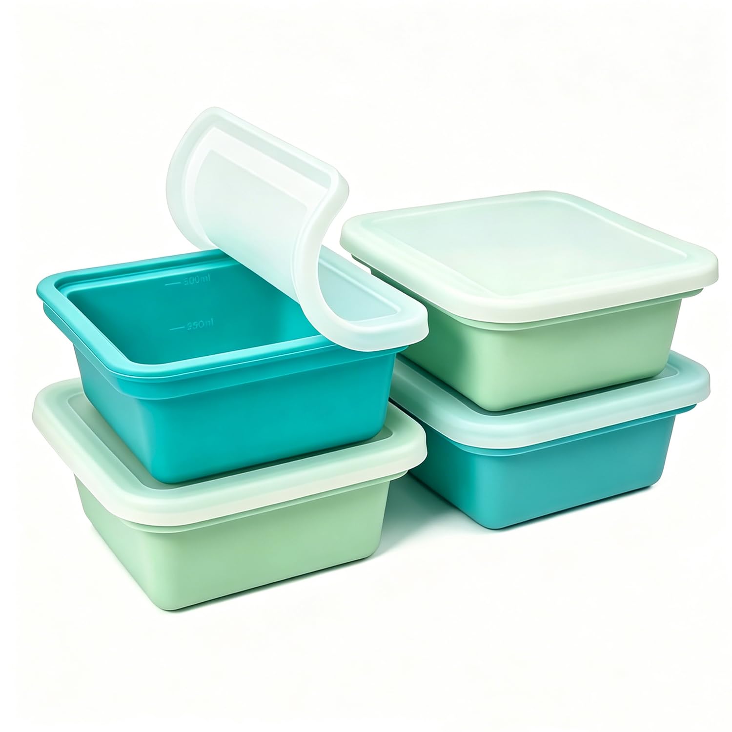 4 Pack Extra Large Soup Containers for Freezing, Silicone Cube Soup Freezer Mould with Lid, Meal Prep Soup Storage Containers, Large Ice Cube Tray for Sauce