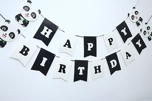 Miniatura 2 de Cartel de feliz cumpleaños de panda – Decoraciones de fiesta de cumpleaños de bambú panda – Decoración de fiesta de cumpleaños para niños y niñas