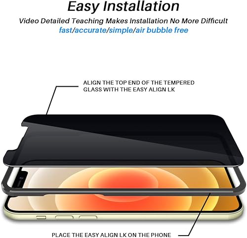 Miniatura 5 de L K Paquete de 2 protectores de pantalla de privacidad L4K diseñados para iPhone 12 y iPhone 12 Pro 5G de 6.1 pulgadas, vidrio templado de alta