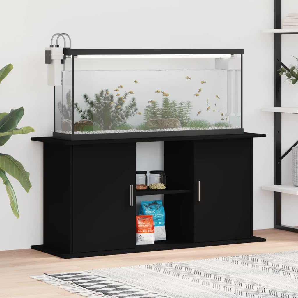 Camerina Soporte para Acuario Madera de ingeniería Negro 121x41x58 cm Peceras Acuario Grande