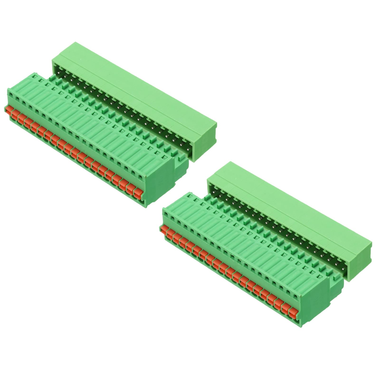 sourcing map PCB Terminal Block Connector 20Pin 2.5mm 0.1" Pitch Green 2Set