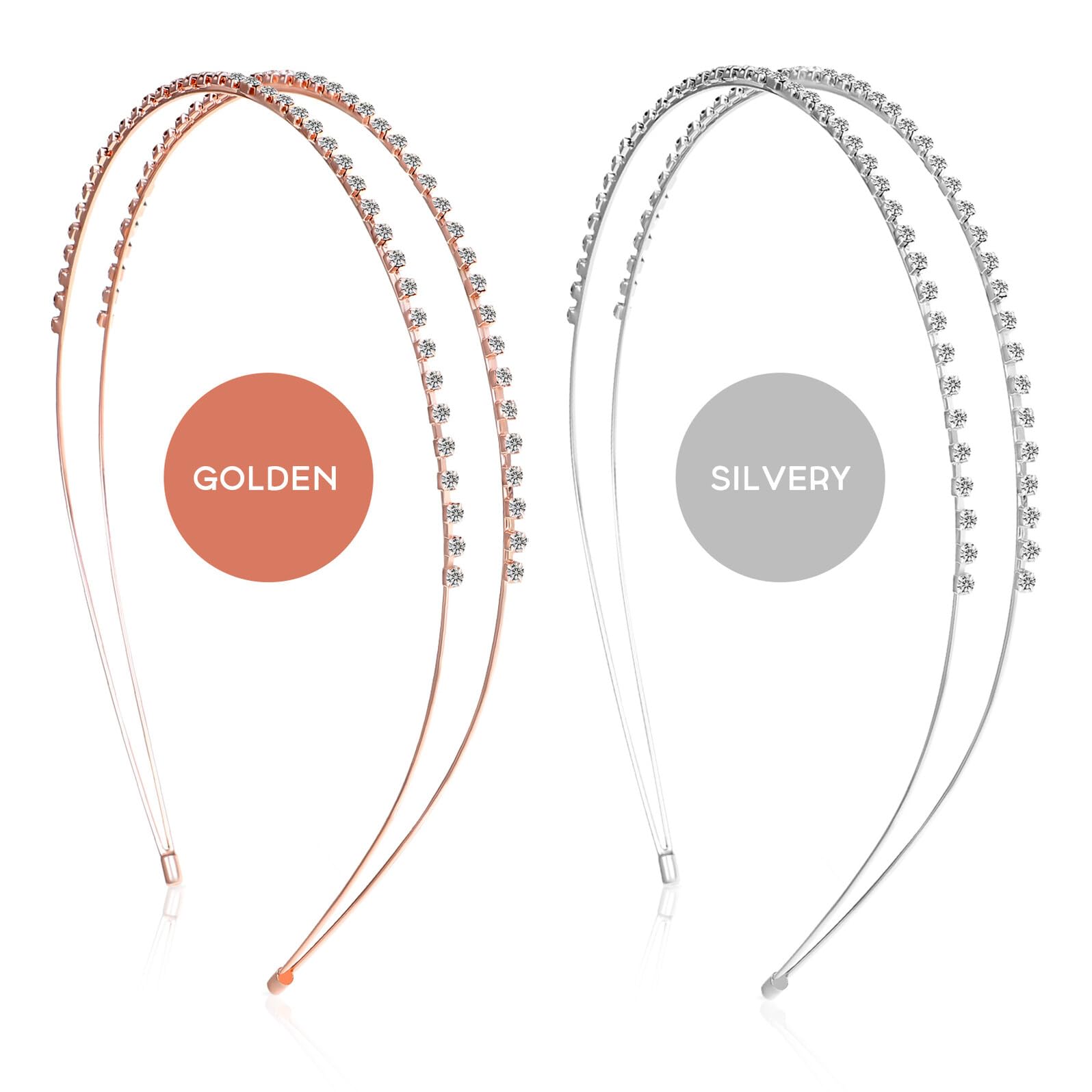 4 pezzi Fasce for capelli da donna Doppia Accessori for capelli con strass Set di fasce for capelli in oro rosa e argento for spose e occasioni specialiNO.1664