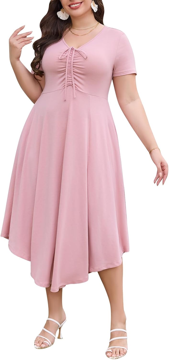 Keluummi Plus Size Summer Dresses for Women, Casual Sundress with Pockets