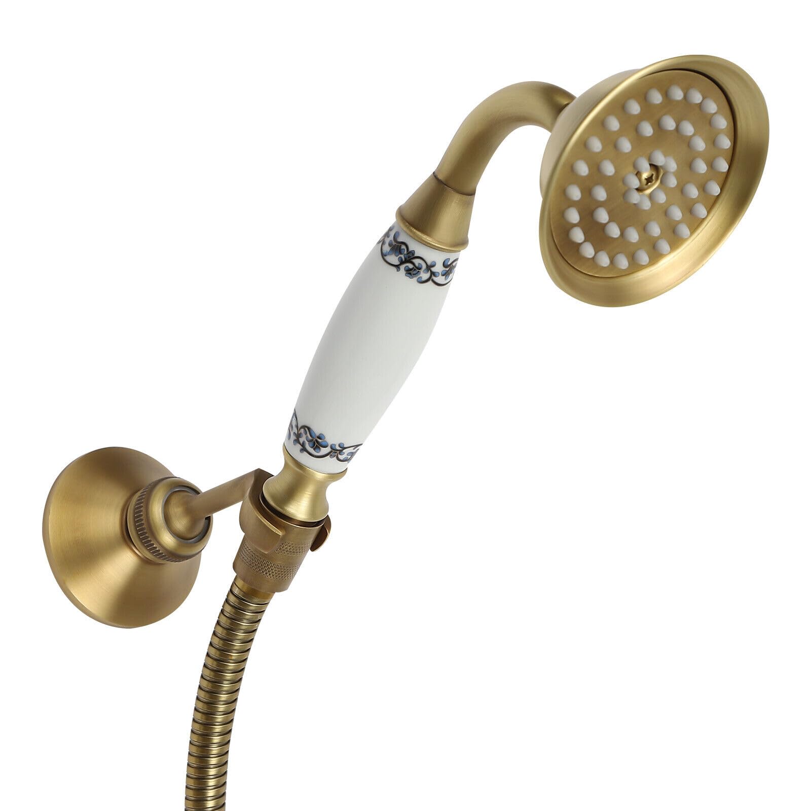 Rubinetto doccia anticato, sistema doccia con tubo a molla, miscelatore doccetta per bagno, docce e vasche da bagno