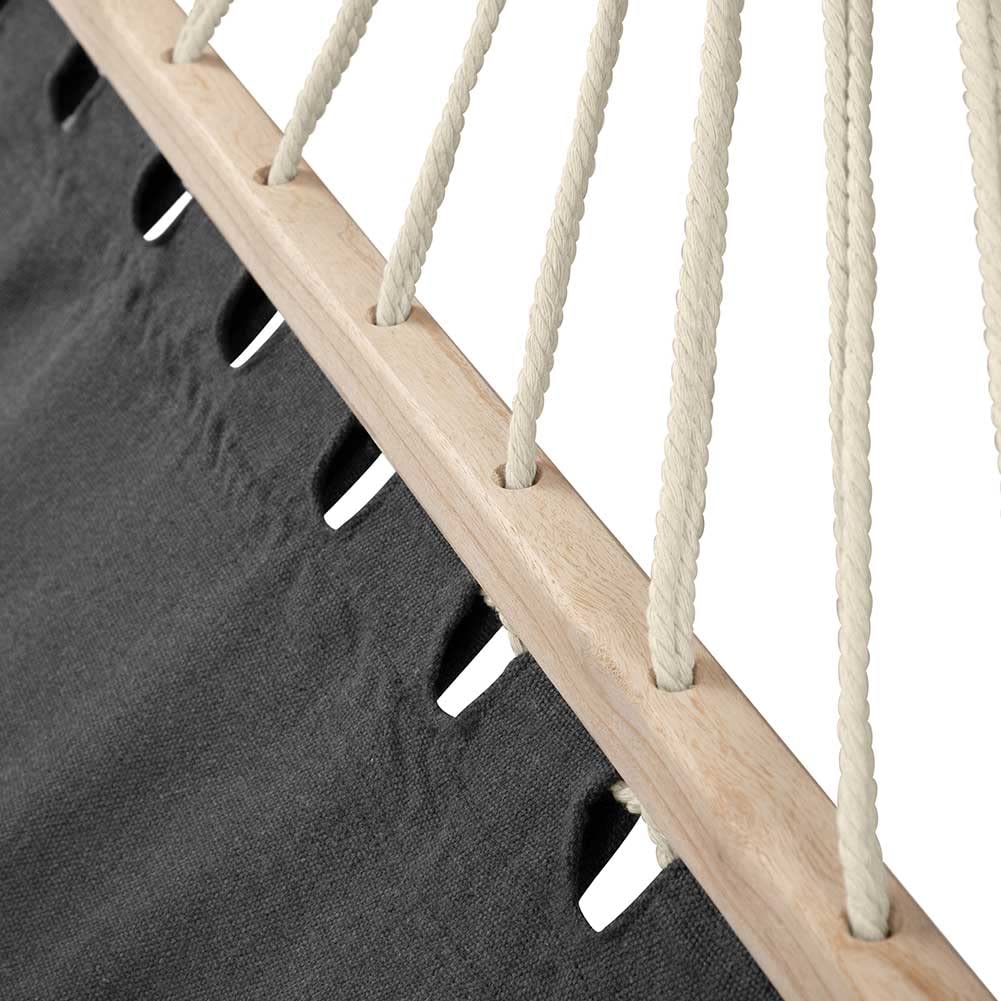 Bakaji Amaca da Giardino Doppia 2 Posti 232 x 148 cm Barre Trasversali in Legno Rivestimento in Poli Cotone con 2 Cuscini e Cinghie Design Moderno Antracite
