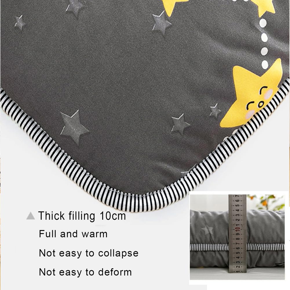 Japoński materac podłogowy Futon Materac 4" Szary Tatami Mata Wypełniona Pianka Pamięciowa, Składany i Przenośny Leżak Kempingowy,M,10x90x200cm(35x79in)