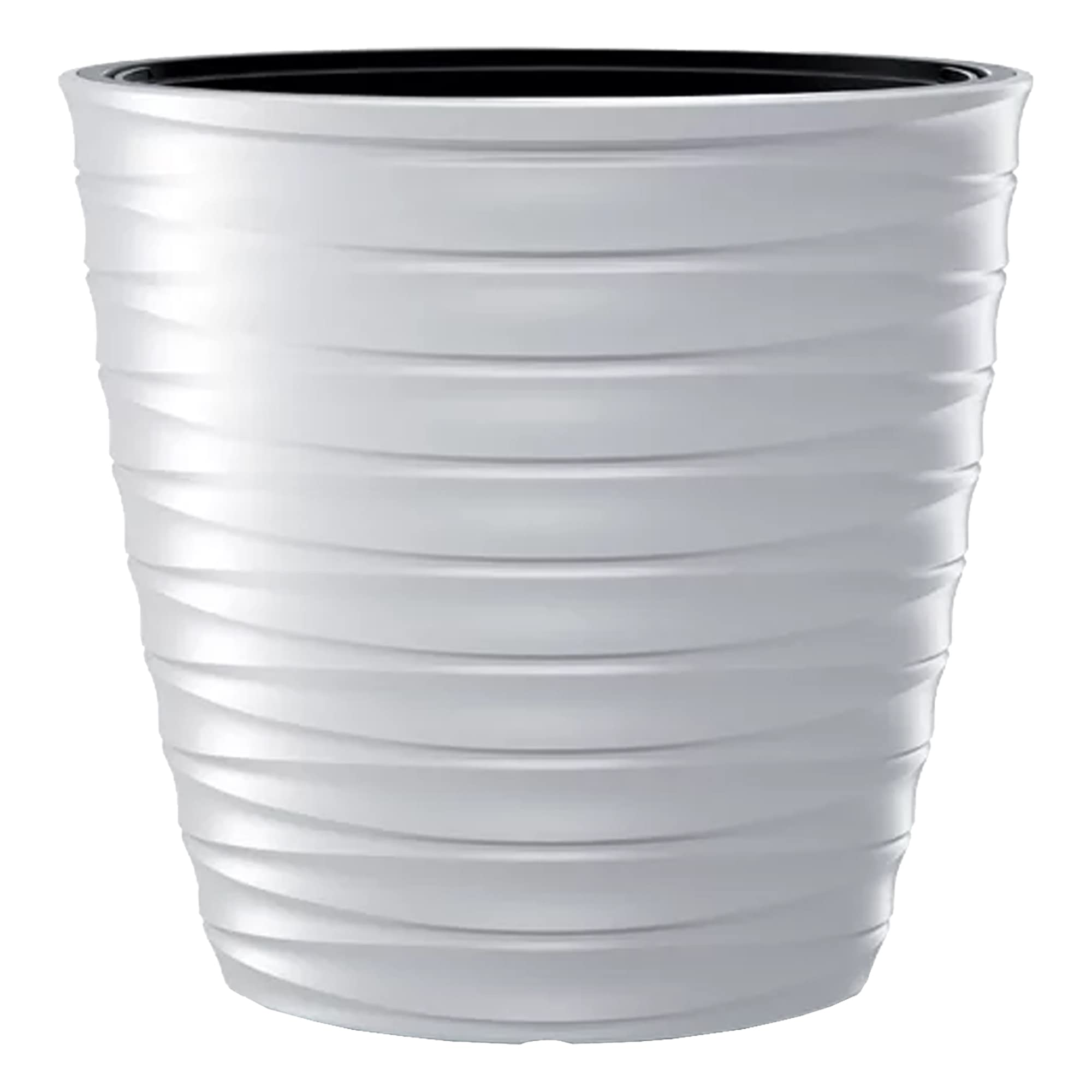 Prosperplast Freze Flower Pot with Indoor Flower Pot for Indoor and Outdoor, UV Resistant, Frost Resistant, Round, Plastic, Diameter 383 mm, White