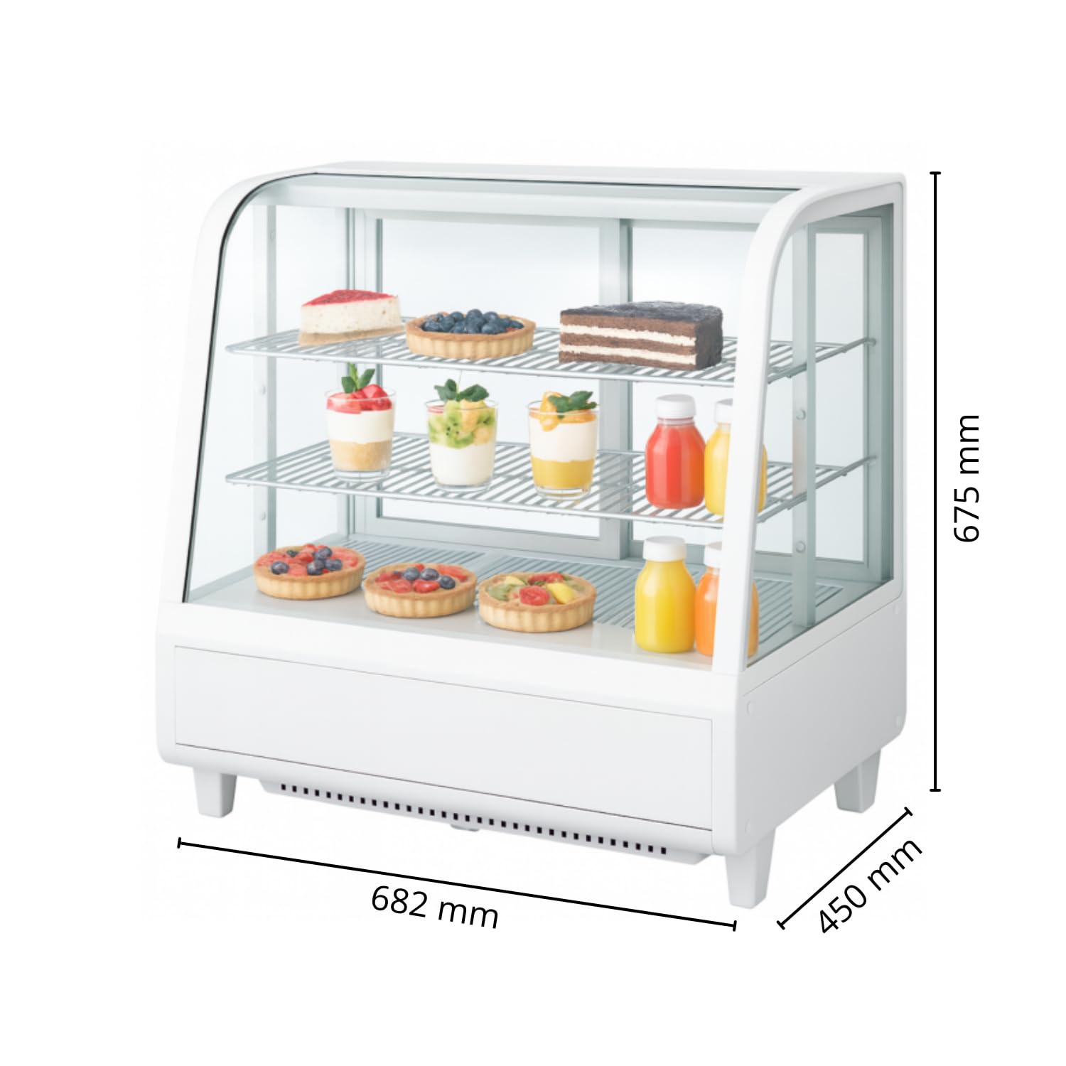 Vitrina Refrigerada de Encimera 100 L – Frío Ventilado – 0/+12°C – Doble acristalamiento – Puertas correderas – Blanco