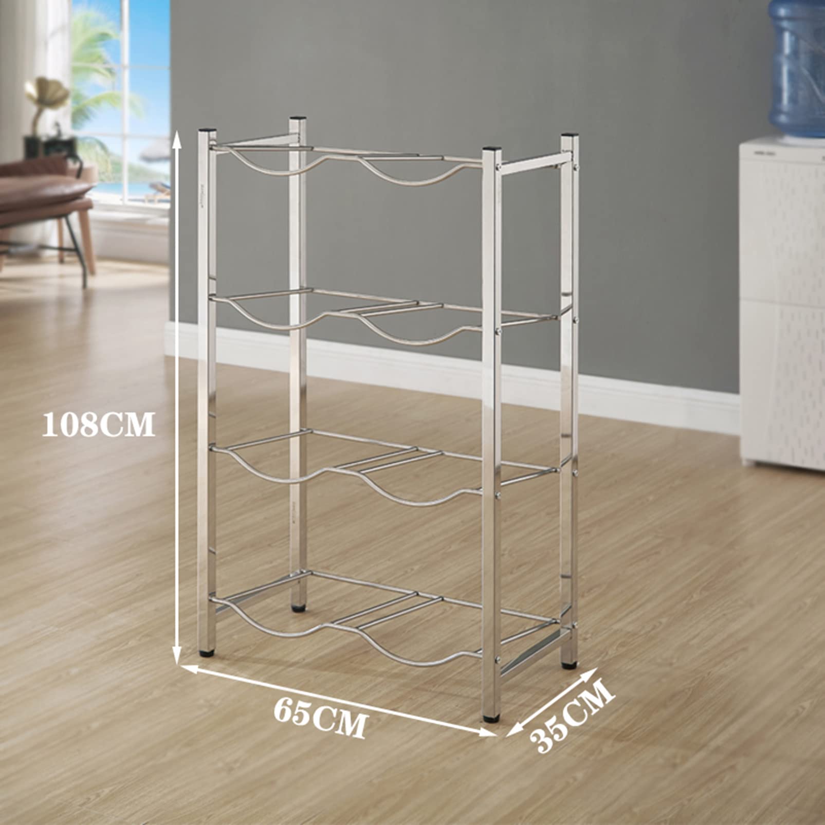 Estante para botellas de agua de 5 galones, estante para dispensador de agua, soporte de acero inoxidable, ahorro de espacio, almacenamiento para enfriadores de botellas