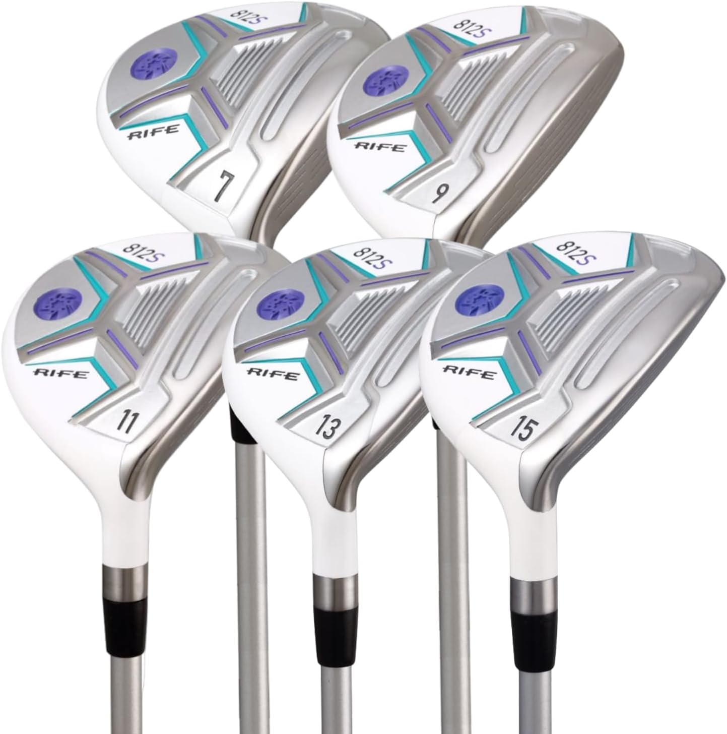 Womens Rife Golf 812s New Offset #7 + #9 + #11 + #13 +#15 Fairway Metal Wood RH Clubs Set Right Handed Premium Ultra Forgiving Ladies Flex Graphite Shaft with Tour Velvet Grip + Headcovers