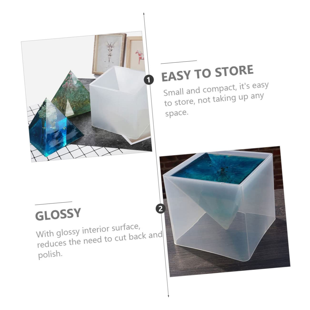 Gadpiparty 2 Ensembles Moules Silicone pour Décoration de Pyramide de Moule avec Base pour Artisanat DIY pour Objets Décoratifs et Jouets