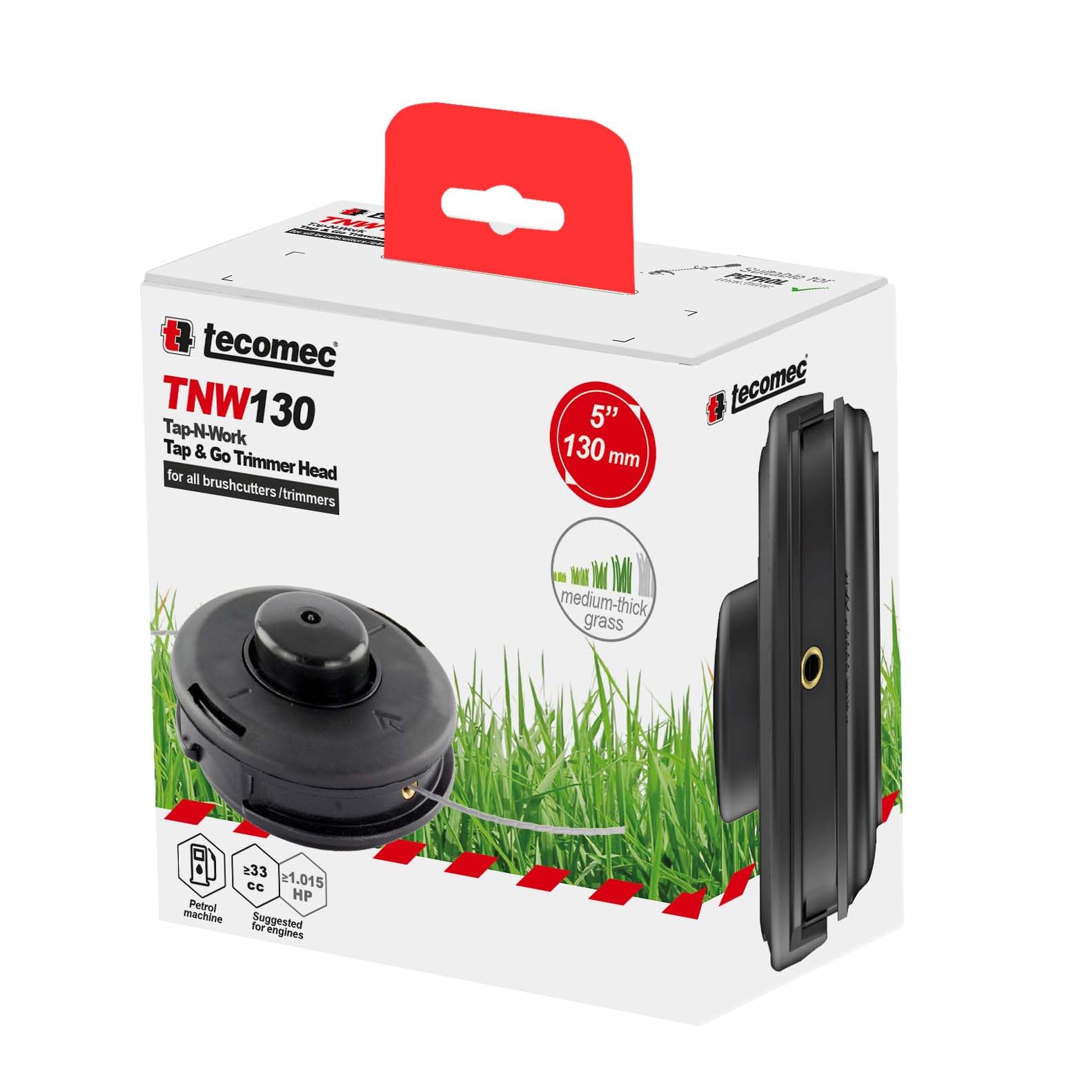 Tecomec TNW130 uniwersalna głowica podkaszarki Tap & Go, czarna, 130 mm