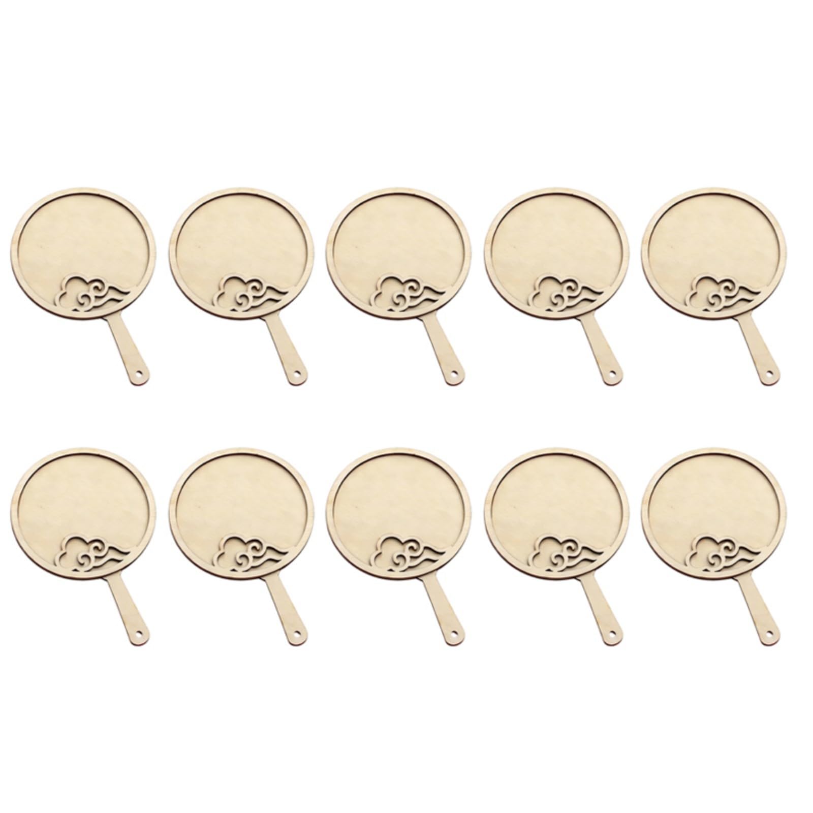 PANGBOER 10Pcs Unfinished Wooden Fan Shape Cutout Unpainted Wooden Handheld for Painting Wedding Decoration Cultural Event Ancient Fashion
