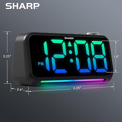 Miniatura 2 de Sharp Reloj digital LED para dormitorio, despertador súper fuerte para personas que duermen pesadamente para mesita de noche, reloj de escritorio