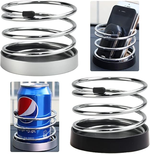 DURANTEY 2 PCS Car Cup Holder Car Drink Holders Universal Car Bottle Holder Stainless Steel Car Coffee Cup Holder Durable Cup Phone Holder Water Cup Holder for Car Truck Boat Van (Black, Silver)