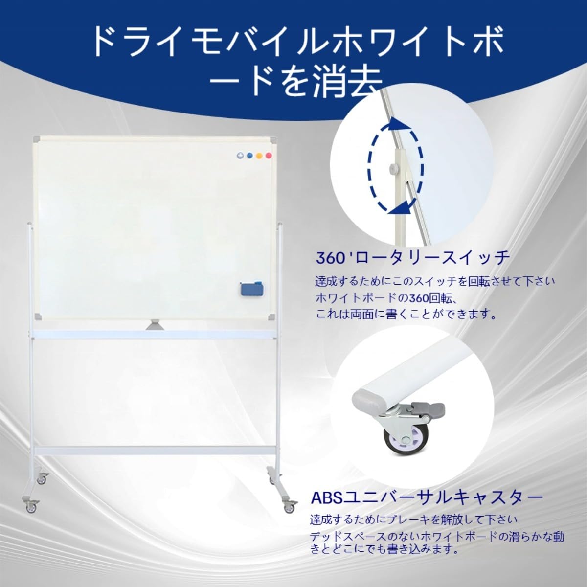Amazon.co.jp: 【Dlwk】 ホワイトボード 脚付き 両面 無地 180 度回転 