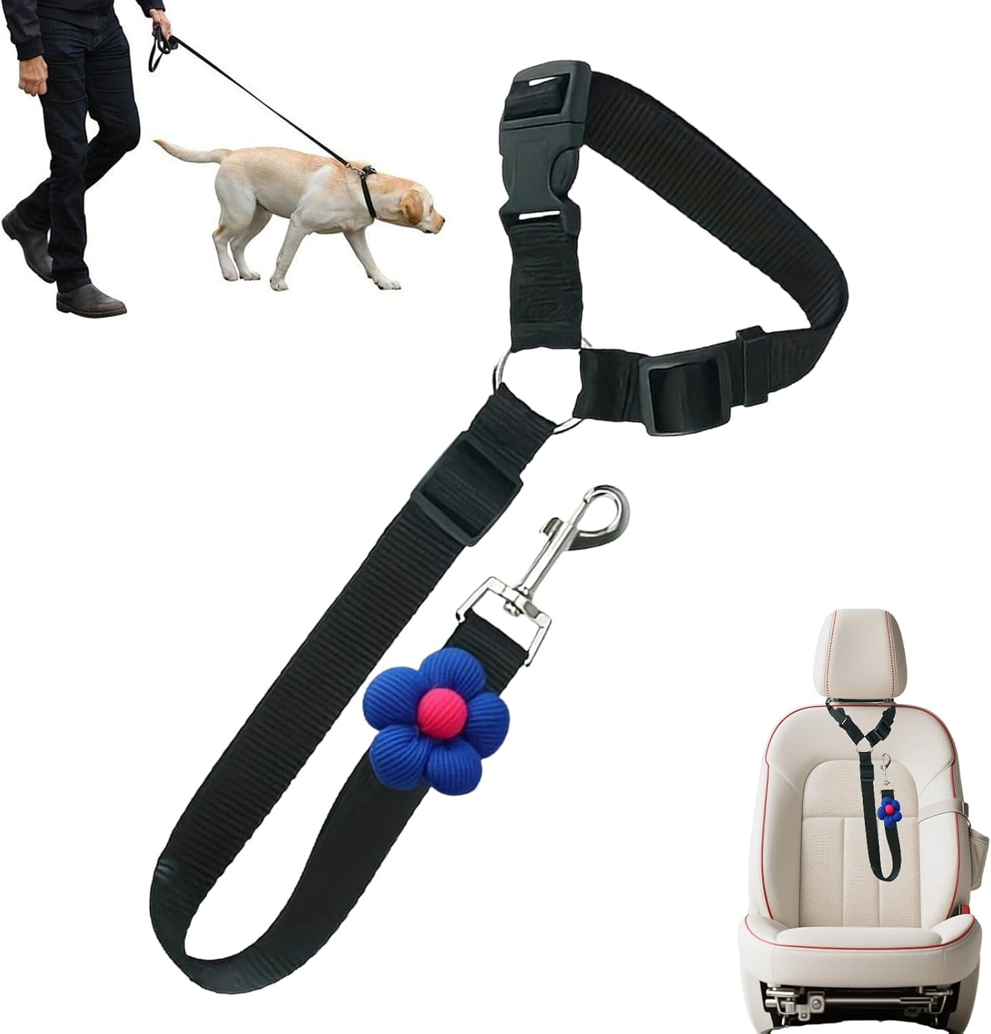 Cintura di sicurezza per cani per auto, regolabile, resistente, per poggiatesta per cani di taglia piccola, media e grande, per viaggi sicuri, pendolari, viaggi su strada, con clip sicura e comoda
