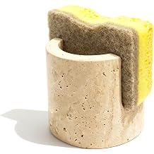 Natural Travertine Sponge Holder for Kitchen Counter, Natural Stone Dish Drying Rack, Durable & Stylish Kitchen Decor